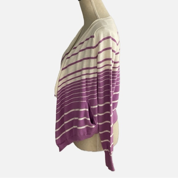 Bcbg Maxazria Cardigan Cotton Cashmere Blend Size XS Purple Ivory Pockets - Picture 4 of 10